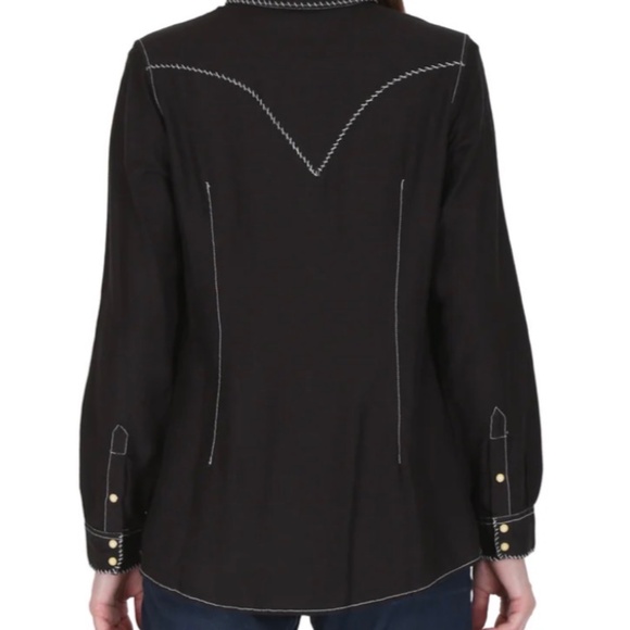 VTG Ryan Michael Western Long Sleeve Pearl Snap Button Woman SZ S Silk Blend - Picture 5 of 16